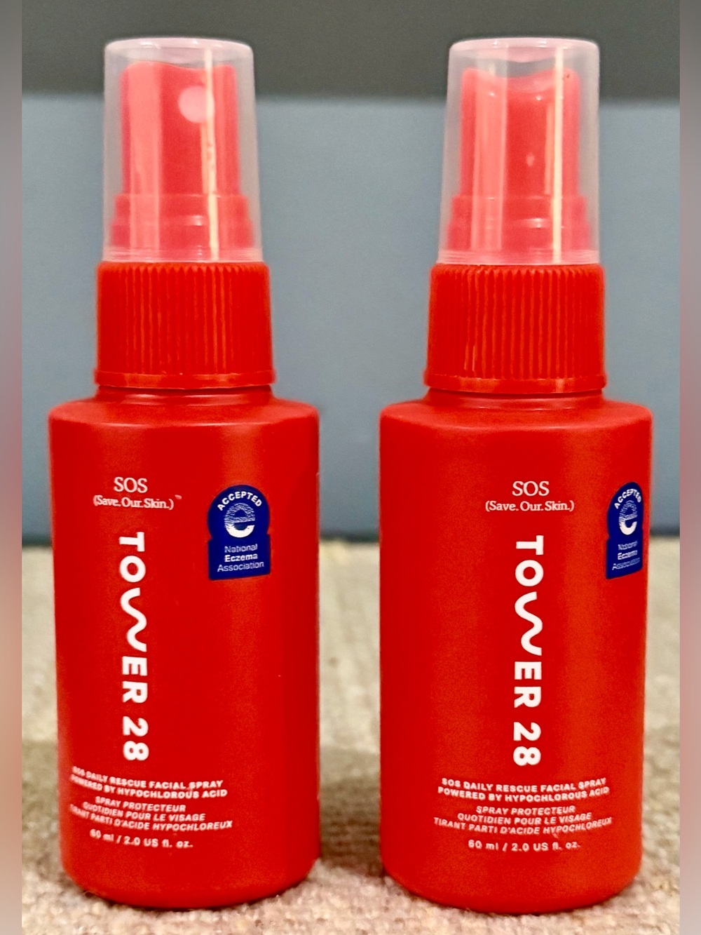 Set of 2 Tower 28 SOS Daily Rescue Facial Sprays 60ml, NEW - UNOPENED